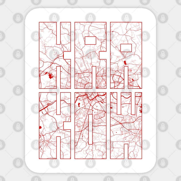 Krakow, Poland City Map Typography - Oriental Sticker by deMAP Studio